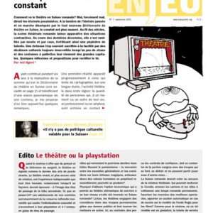 Numéro 7 | Le théâtre romand ou l’importance d’être constant